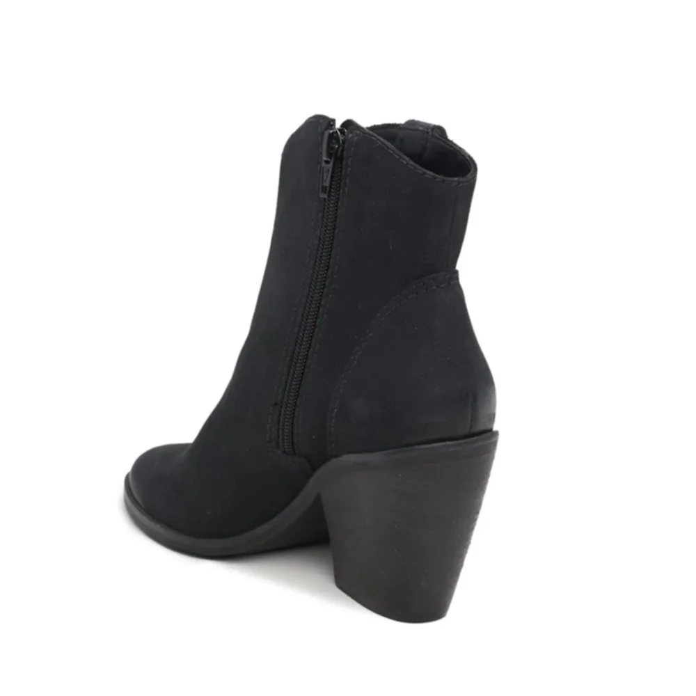 Lucky Brand Microsuede LEATHER Modern Western Boots Booties SZ 10 M BLACK